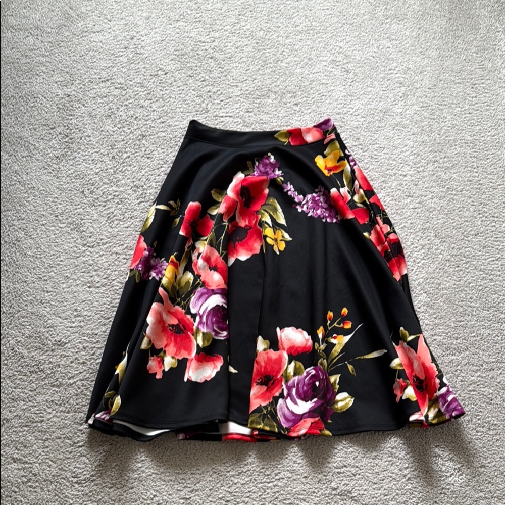 LARA Floral Midi A-Line Skirt